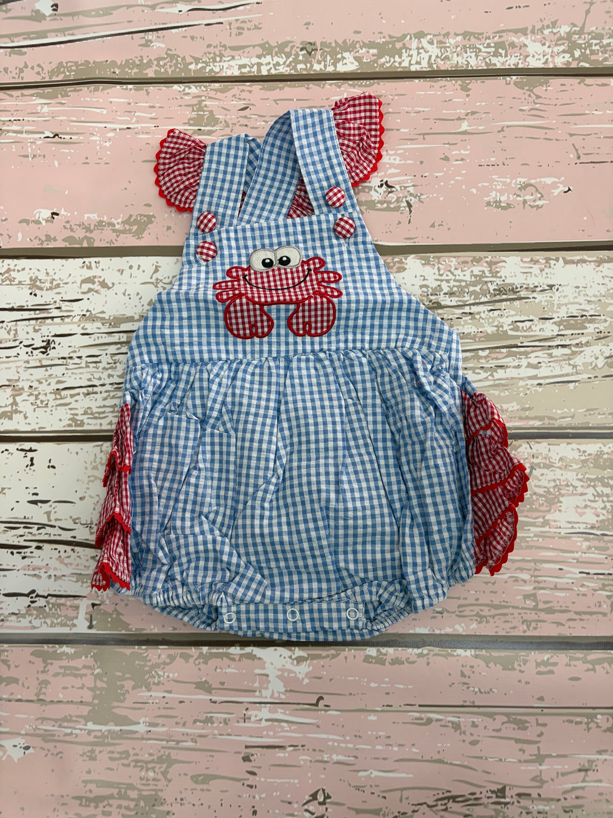 Lil Cactus gingham crab ruffle romper