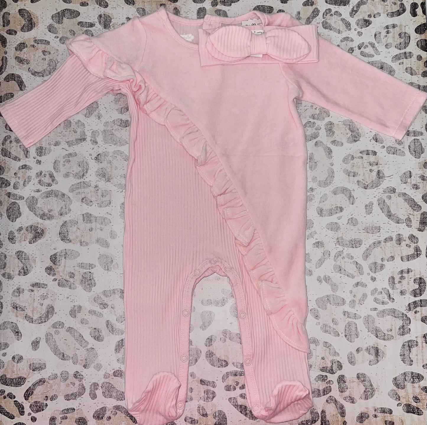 Mudpie Pink Velour Ruffle Sleeper