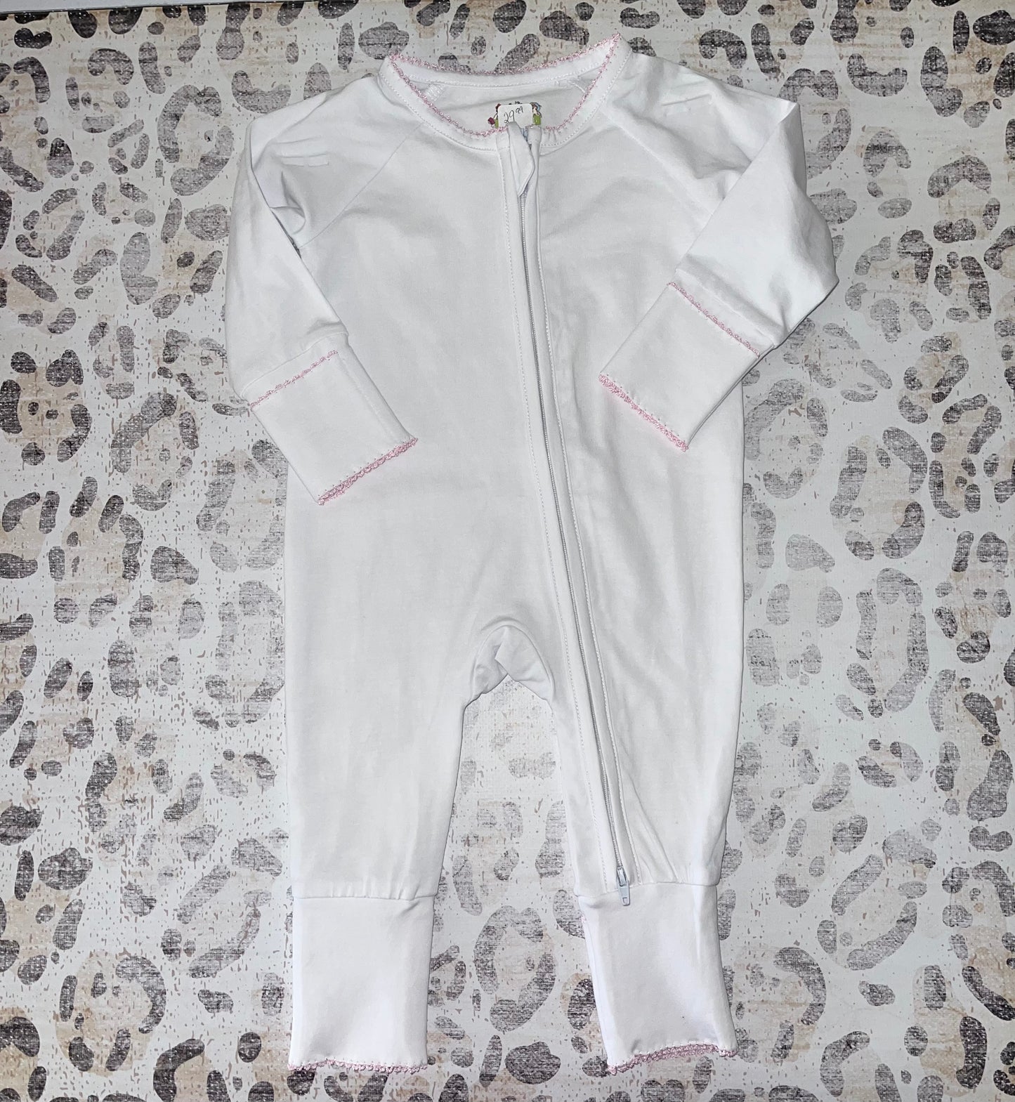 Zsa Zsa & Lolli White Sleeper with Pink Trim (zipper closure)