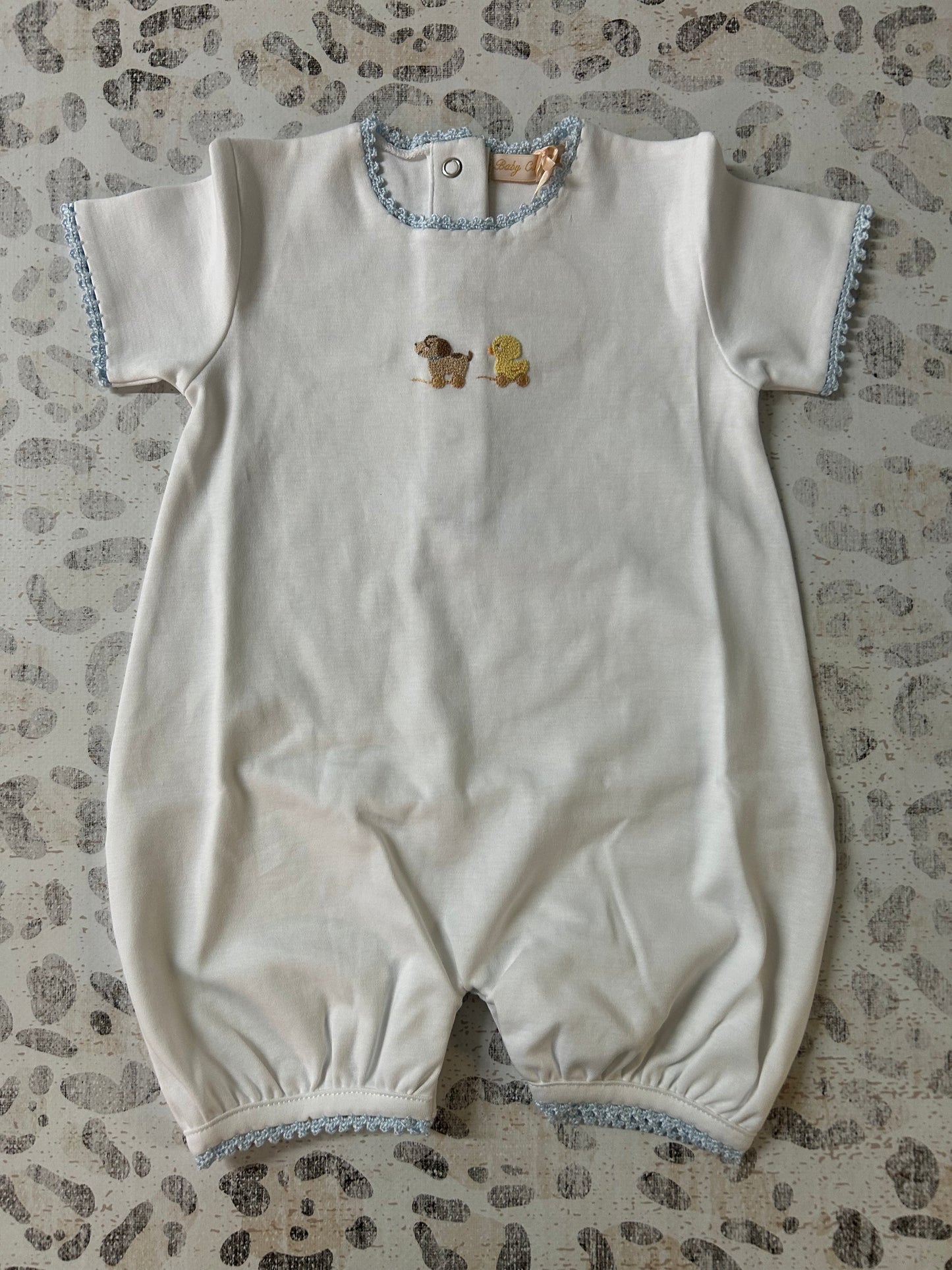 Baby Club Chic Sweet toys Romper with crochet trim