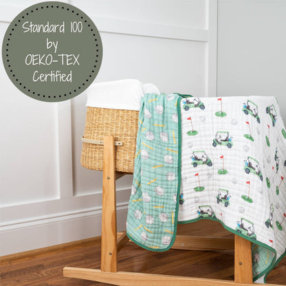 Golf A Round Sports Theme Baby Toddler Muslin Quilt