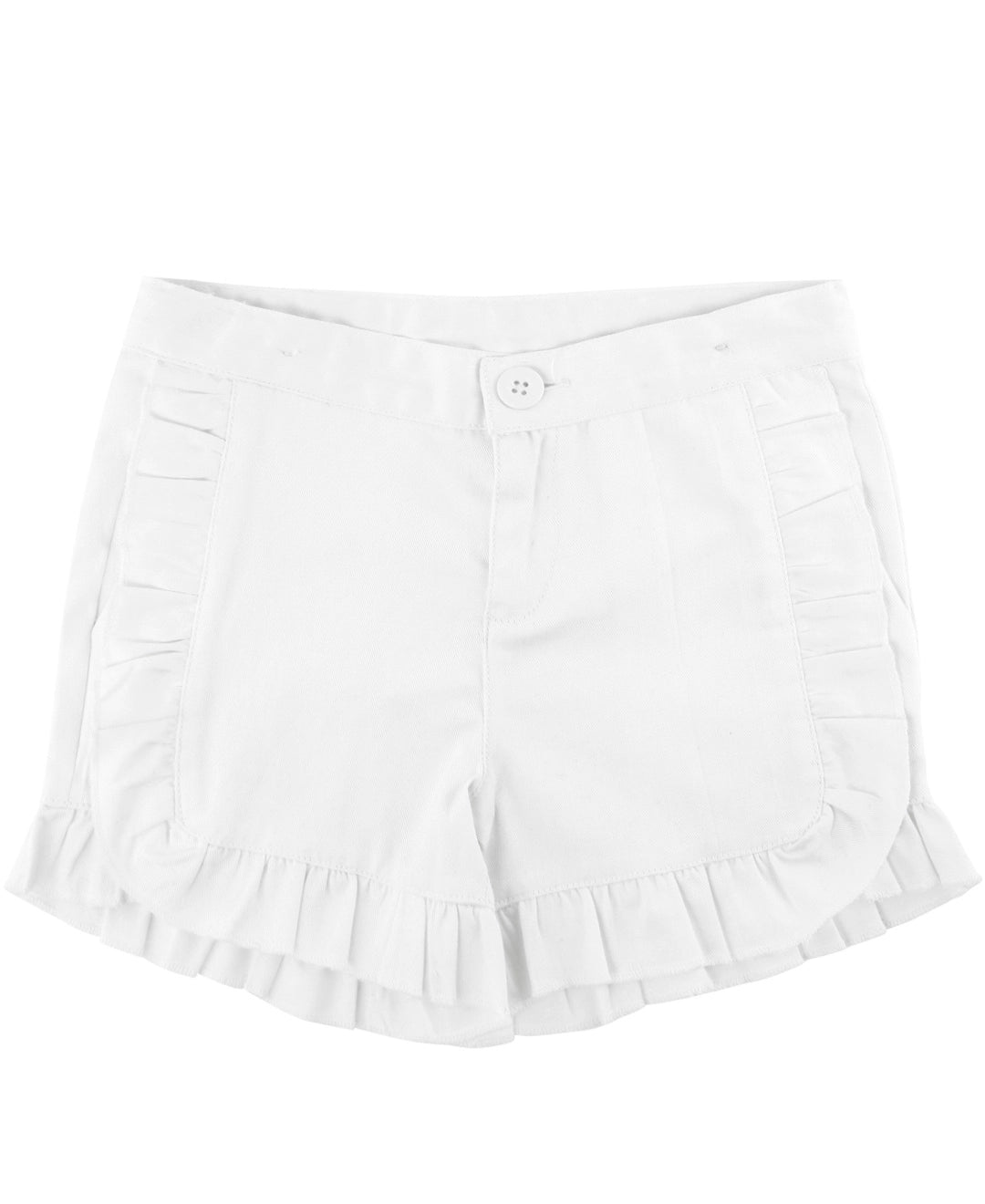 Ruffle Butts White Ruffle Trim Woven Kids Shorts