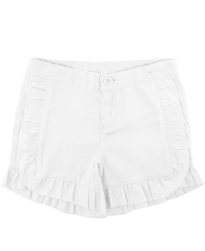 Ruffle Butts White Ruffle Trim Woven Kids Shorts