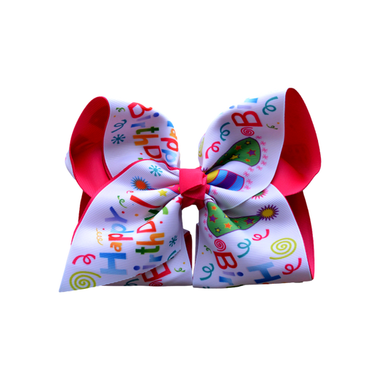 Happy Birthday Layered Printed Bow