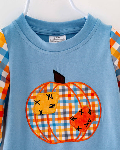 Blue Plaid Pumpkin Patch Baby Boy Romper Boy Clothes
