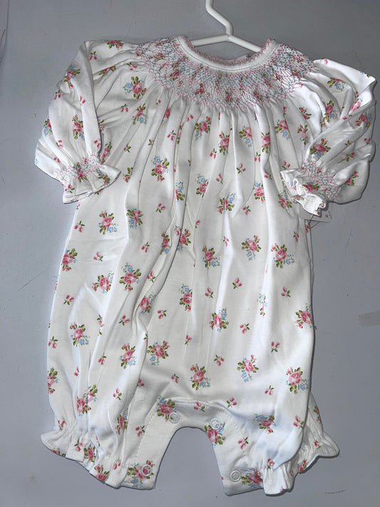 Baby Loren Floral Hand smocked pima Bubble