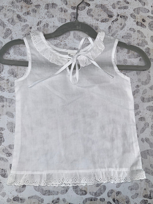 White Linen Sleeveless Blouse