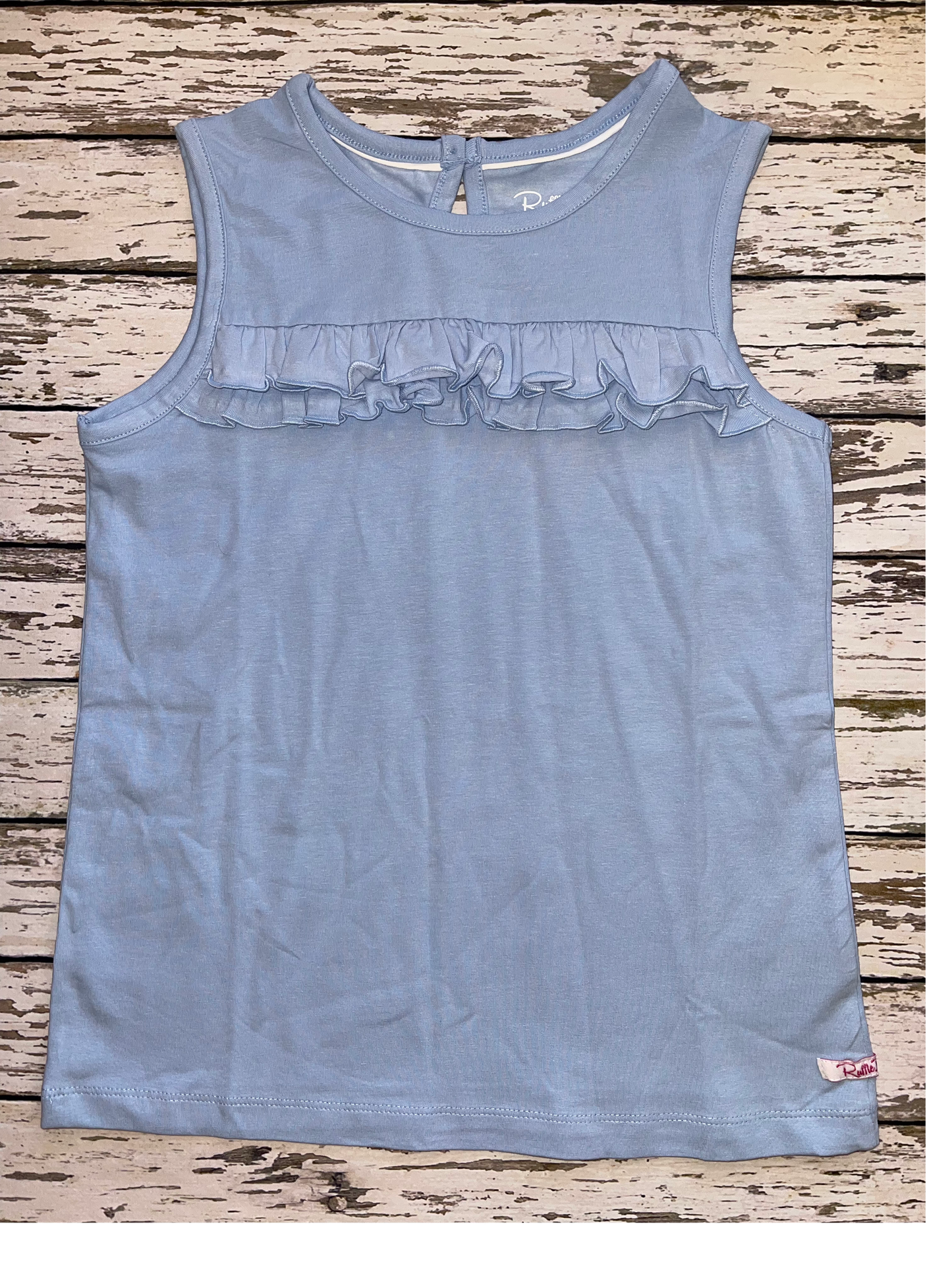 Ruffle Butts Windsurfer Blue Knit Ruffle Trim Tank