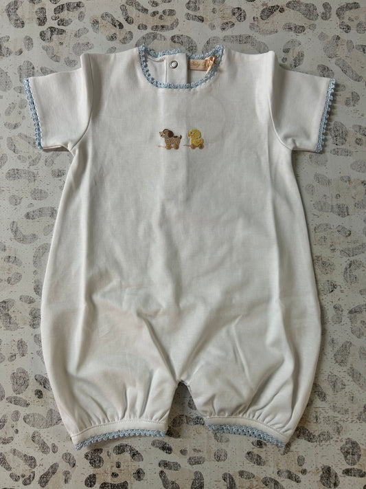 Baby Club Chic Sweet toys Romper with crochet trim