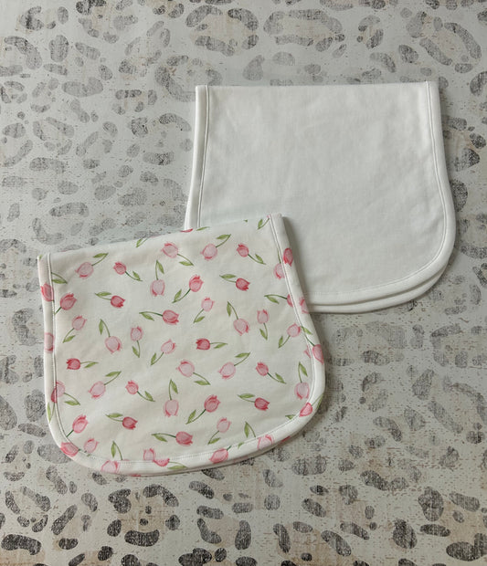 Baby Club Chic Baby Tulips Pink Printed Burp