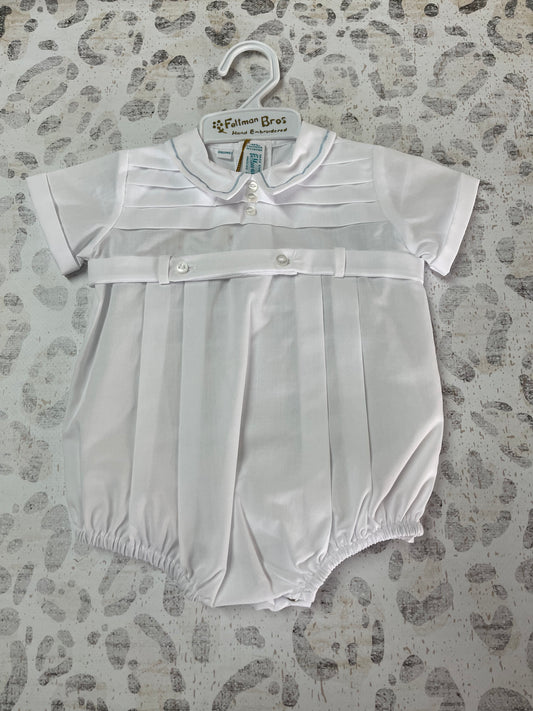 Feltman Brothers White/Blue Boys Creeper -preemie