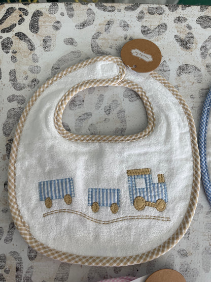 Mudpie Rocking Horse  and train Bibs